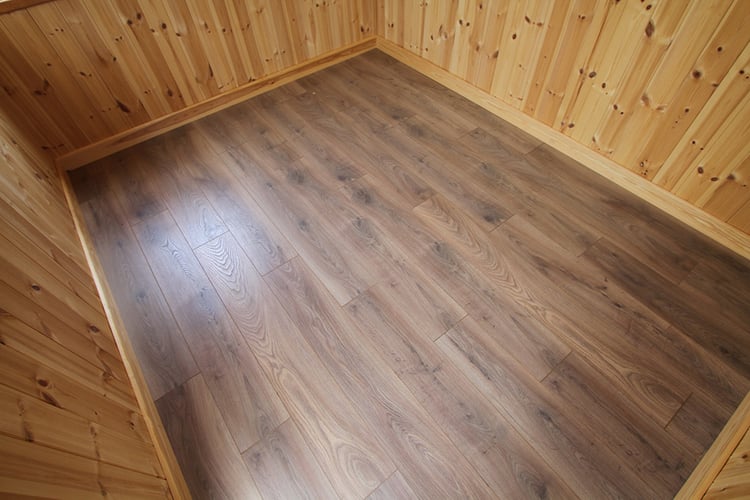 Renaissance Oak deluxe laminate floor fitted to a garden room